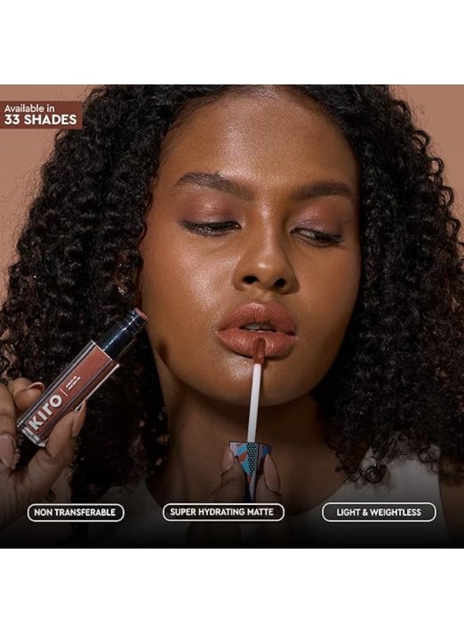 Kiro Non-Stop Airy Matte Liquid Lipstick - Brown Sugar, 5ml | Super-Pigmented, Long-Lasting, hydrating | Waterproof, Smudge-Proof, Lightweight | Infused with Avocado & Apricot Oil - Image 4